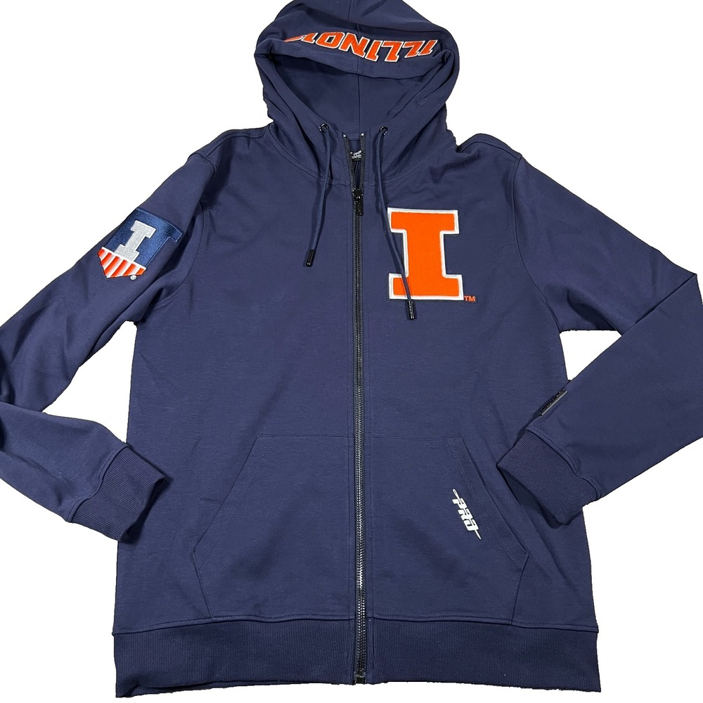 Pro Standard Mens Large Blue Illinois Fighting Illini Logo Hooded Sweatshirt NWT